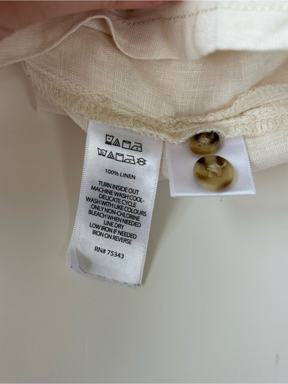 Nicole Miller 100% Linen Beige Short Sleeve Camp Shirt Size L - Picture 4 of 4